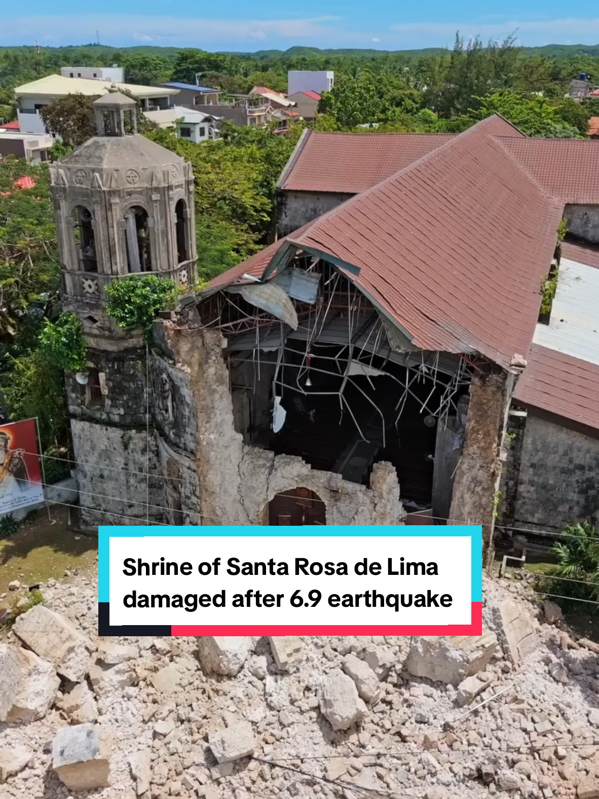 Historic church was damaged by the 6.9-magnitude Cebu quake. Archdiocesan Shrine of Santa Rosa de Lima - Daanbantayan, Cebu #cebu #earthquake #philippines #tiktok #trending 