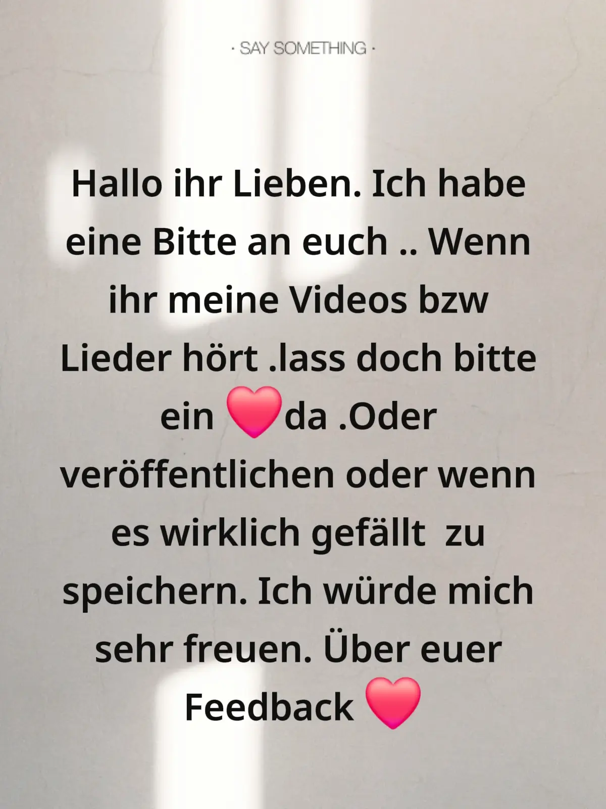 #musica #f #Foryoupage #viral #tik  Ich möchte mich vorstellen. Ich heisse hier Arya und liebe es Texte zu schreiben.  Meine Gefühle, Träume erschaffen. Meine Geschichten euch erzählen. Die Musik ist für mich ein Stück weit Glück zu finden. Wer das wirklich gelesen hat hinterlässt bitte  ein Kommentar 😘🥰❤️ Ich danke allen  ganz lieb . Ich bin noch  am Anfang. Ich möchte mir was aufbauen. Meine Leidenschaft 🥰😘