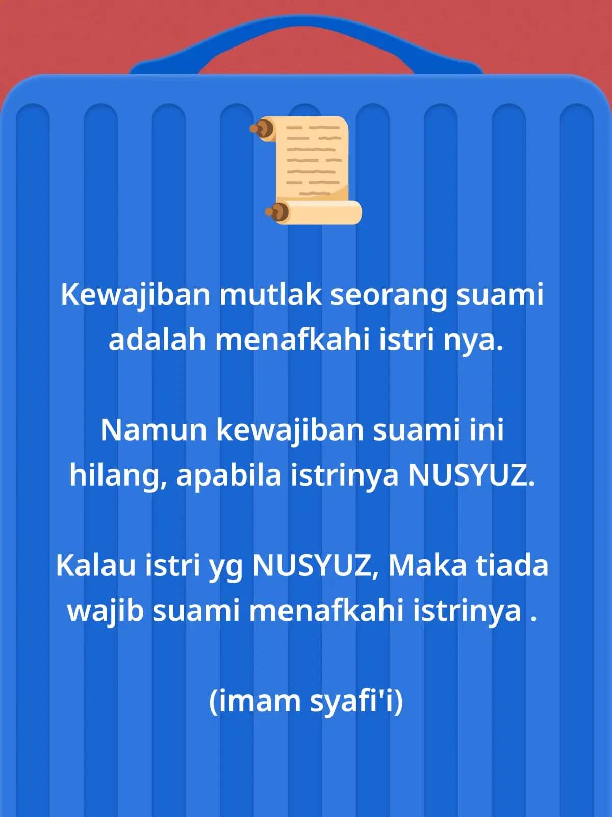 NUSYUZ adalah sifat yg tidak mau menuruti perintah suami nya atau menolak perintah suami.  wanita yg seperti ini, tidak wajib di nafkahi menurut para ulama, imam Syafii. 
