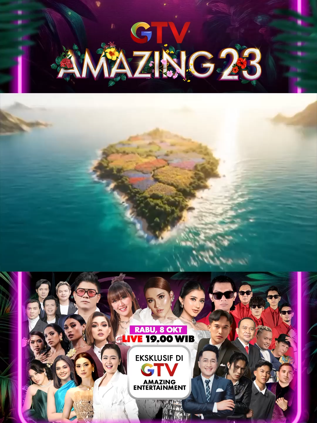 🌸✨ Pesta Ulang Tahun terbesar tahun ini hadir! GTV AMAZING 23 🎉 Dipandu oleh @irfanhakim75 & @vegadarwanti123 serta dimeriahkan oleh: 🎤 @kangenbandofficial_ , @thechangcuters , @ayutingting92 , @happy_asmara77 , @jkt48 , @gheayoubi , @rinanose16 , @fajarnurdiansyah_ , @ronyparulian__ , @shabrina_leonita , Trivanita, @mayangsari.37 , @vannyrizqy_ , @ferdinan_sule , @vidibulle , @caklontong , @daus_separo , @anwar_bab , @moluccansoul , @nalurimanca , dan masih banyak lagi! 🎉 🗓️ Rabu, 8 Oktober ⏰ LIVE 19.00 WIB 📺 Eksklusif di GTV Amazing Entertainment Jangan lewatkan malam penuh kejutan dan penampilan spesial! ❤️🔥 #GTV23 #Amazing23 #GTV