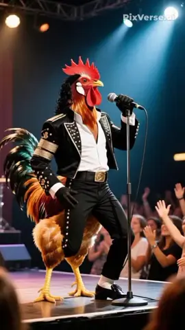 A chicken sings on stage and the audience interacts#ai #Ai #😂😂😂 #دجاجة تغني ع المسرح