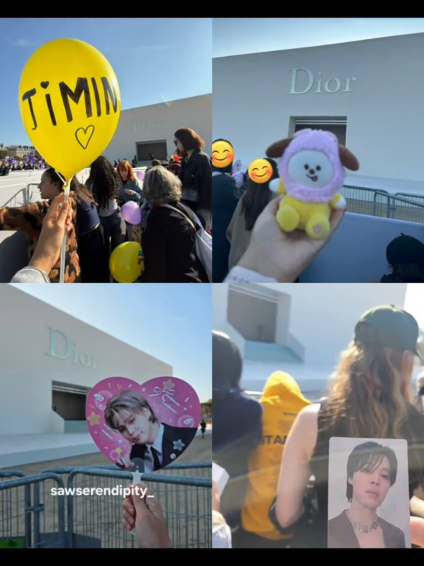 The crowd showed up early to wait for Jimin's arrival. Can't wait!!! 💛 #jimin #parkjimin #jiminbts #jiminxdior #fyp