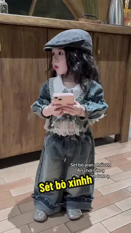 Sét bò phối ren chất dày đẹp ☺️#thoitrangbegai #thoitrangbegai #thoitrangtreem #setxinhchobe #setxinhbegai 