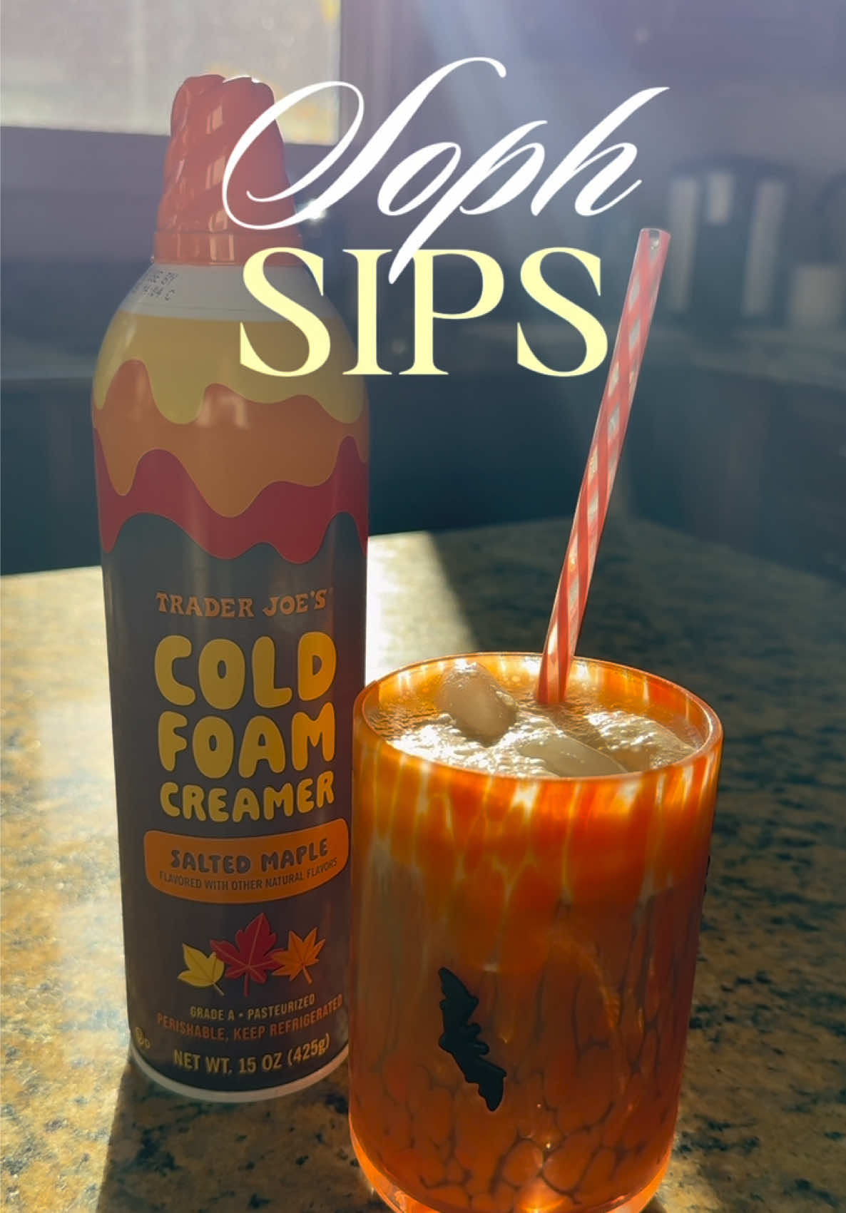 SOPH SIPS 🥤 salted maple cold foam from Trader Joe’s 🍁 what fall coffee should I try next? #sophsips #traderjoes #falltraderjoesfinds #falldrinks #coffee 