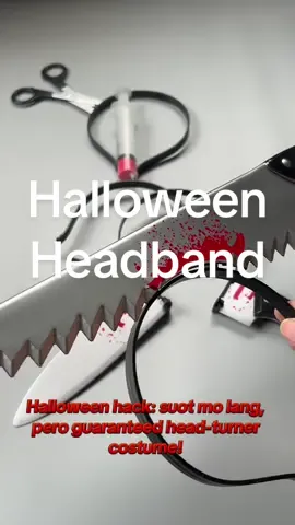 Last minute Halloween costume? ✅ Eto na ‘yung sagot! 🔪🎃 Bilis, baka maubusan ka pa! 👻 #headband #halloweenheadband #halloweenlook #halloweencostume 