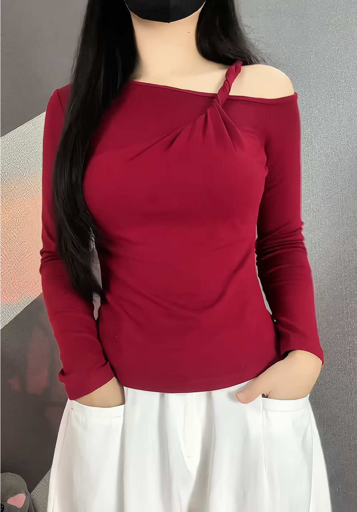 Áo thun xoắn vai tay dài #aothun #aothunnu #aothuntaydai #aothudong #xuhuongthoitrang 