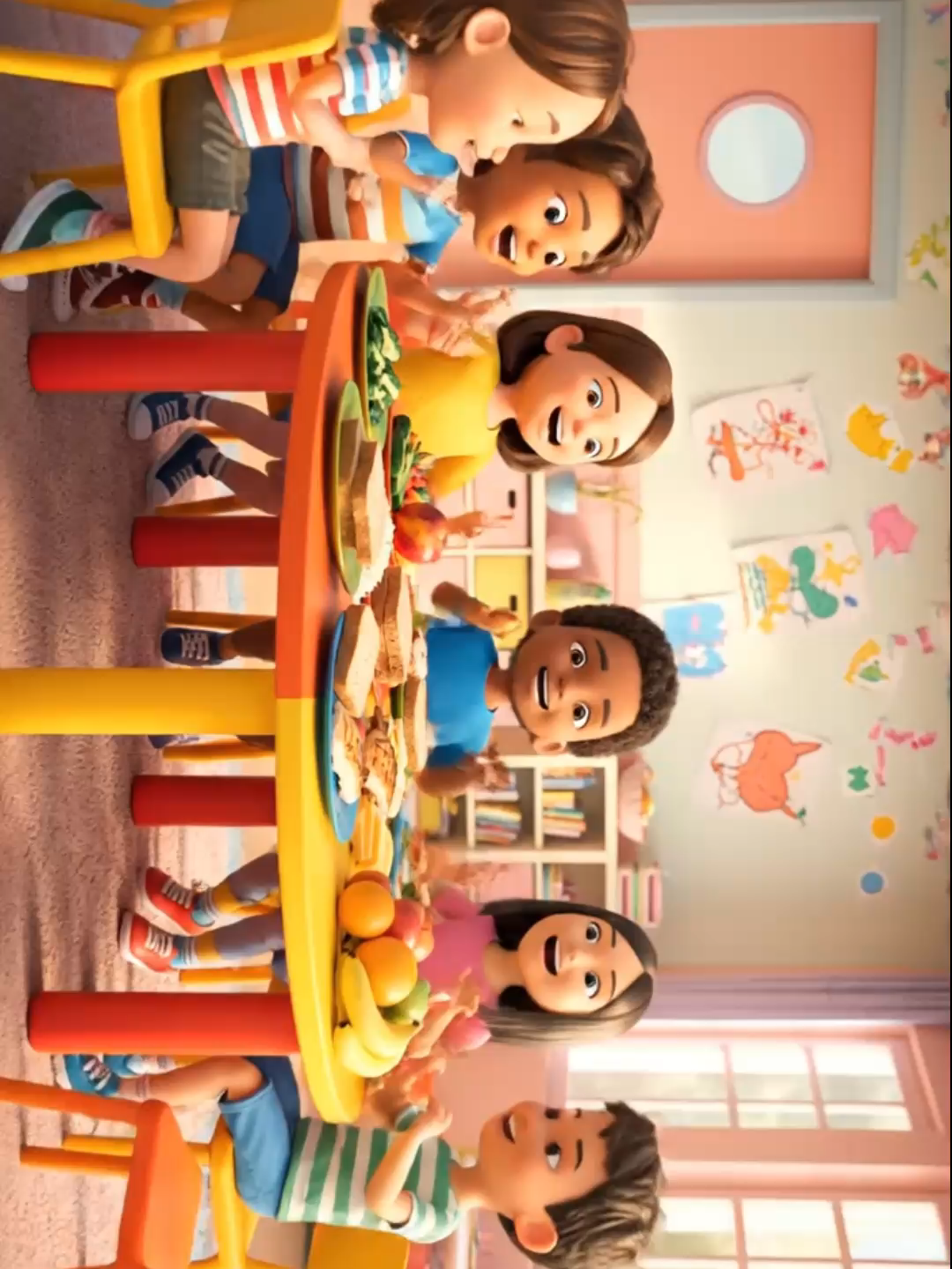 2-#@#@أطعمتى -@# #@  في هذه القصة الجميلة والمسلية للأطفال، نشاهد هند وهي تشعر بالجوع بعد اللعب، فتذهب إلى أمها لتساعدها في تحضير وجبتها المفضلة. الأم تفتح الثلاجة وتُخرج الخبز، الجبن، الخيار، والطماطم، ثم تقوم هند بترتيب الطبق بنفسها بكل حب. ومع كوب عصير البرتقال البارد، تستمتع هند بوجبة لذيذة وصحية، وتنتهي القصة برسالة شكر وامتنان للأم. 💖