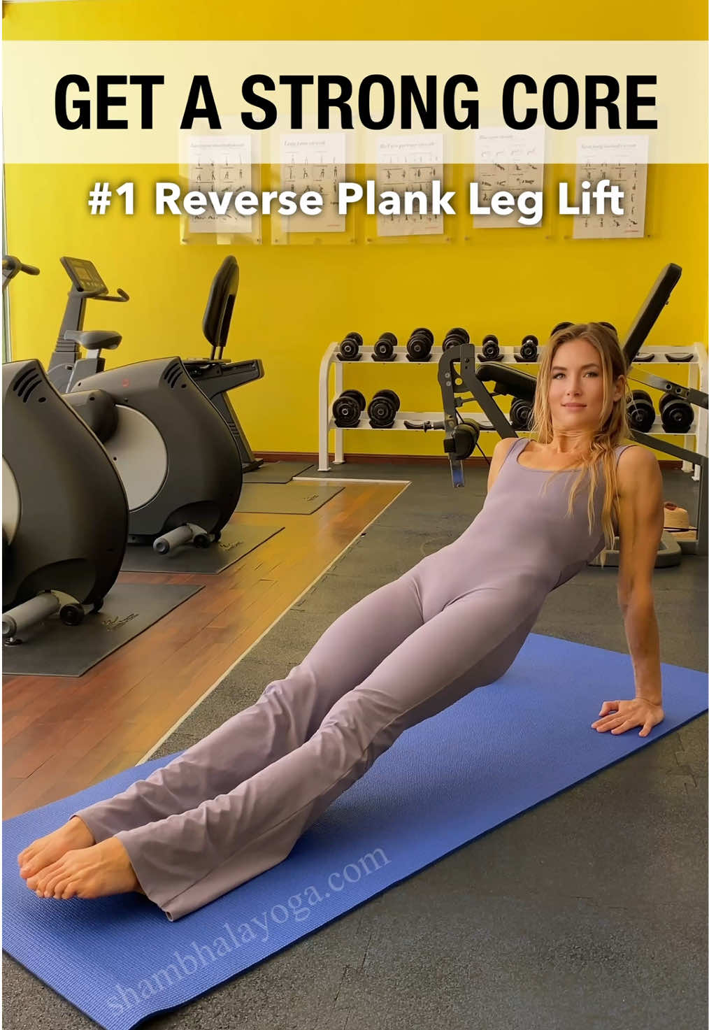Strengthen your Core! ⬇️💪 👀..This is a short sequence focusing on core strength to help build the lift, stability, and control you need for advanced yoga postures (including hand/arm balancing poses, transitions, & more).  🤸‍♂️ Focus on proper alignment & engagement. Follow the safety tips below & take modifications if needed. 💜 1. Reverse Plank Leg Lift: Sit with legs extended and hands behind you, fingers pointing forward. Press into your palms and heels to lift your hips into a straight line, chest open. With core engaged, slowly raise one leg, lower with control, and switch sides. Keep hips lifted, protect your wrists by turning fingers out if needed, and bend knees for an easier variation. Strengthens the posterior chain and core, teaching balance and stability while lifting. 💜 2. Table to Downdog Flow: Start in tabletop with toes tucked and hands under shoulders. Press into your palms, lift knees an inch off the floor, and engage your core. Push hips up into down dog, extending one leg high. Keep shoulders strong, spine long, and core engaged as you return with control. Bend the standing knee slightly if needed. Links grounded core activation with upward energy, preparing the body for flowing transitions. 💜 3. Stability Ball Pike Press: Begin in a plank with hands under shoulders and feet resting on an exercise ball. Keep your core tight and spine long. Press hips up toward the ceiling into a pike, rolling the ball in slightly. Option to extend one leg for more challenge. Lower with control back to plank. Move slowly to protect your lower back and avoid letting shoulders collapse. Challenges lift, compression, and control—skills that translate directly into handstands and other advanced postures. ⚠️Stop if you have pain. Always consult your healthcare provider before starting any exercise program. #yoga #mobility #stretching #workoutmotivation #motivation    