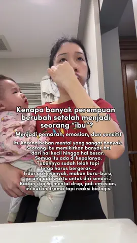 Kadang kita suka nyalahin diri sendiri karena gampang emosian. Padahal badan kita udah capek, tidur sering keganggu, otak penuh pikiran, akhirnya mental drop. Jadi kalau lagi gampang marah, ingat ya Moms… itu bukan berarti kita gagal, tapi tubuh kita lagi kasih tanda kalau dia butuh istirahat.  Untuk semua ibu di luar sana, kalian luar biasa. Semangat ❤️ #motherhoodjourney #motherhood #iburumahtangga #ibukuat #kehidupanrumahtangga 