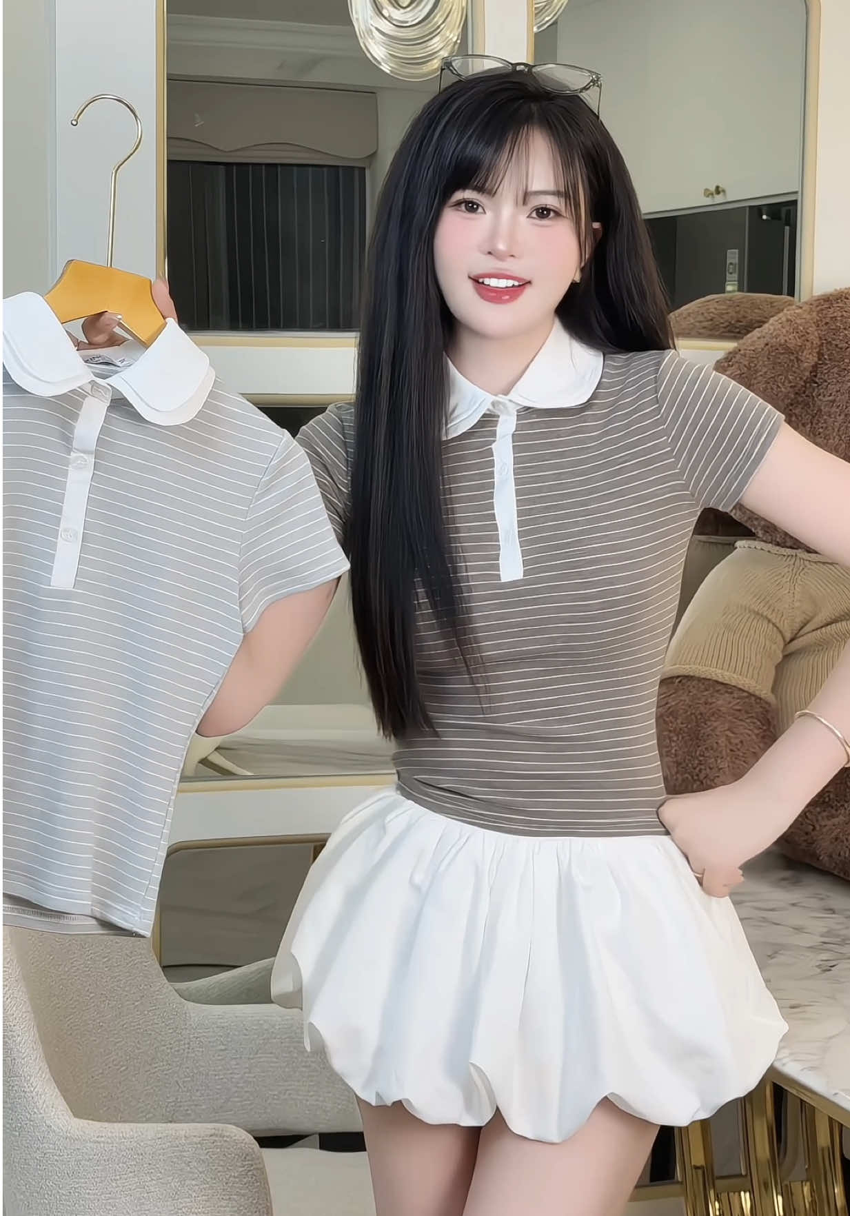 Áo thun polo kẻ ngang  #champhanriview #polo 