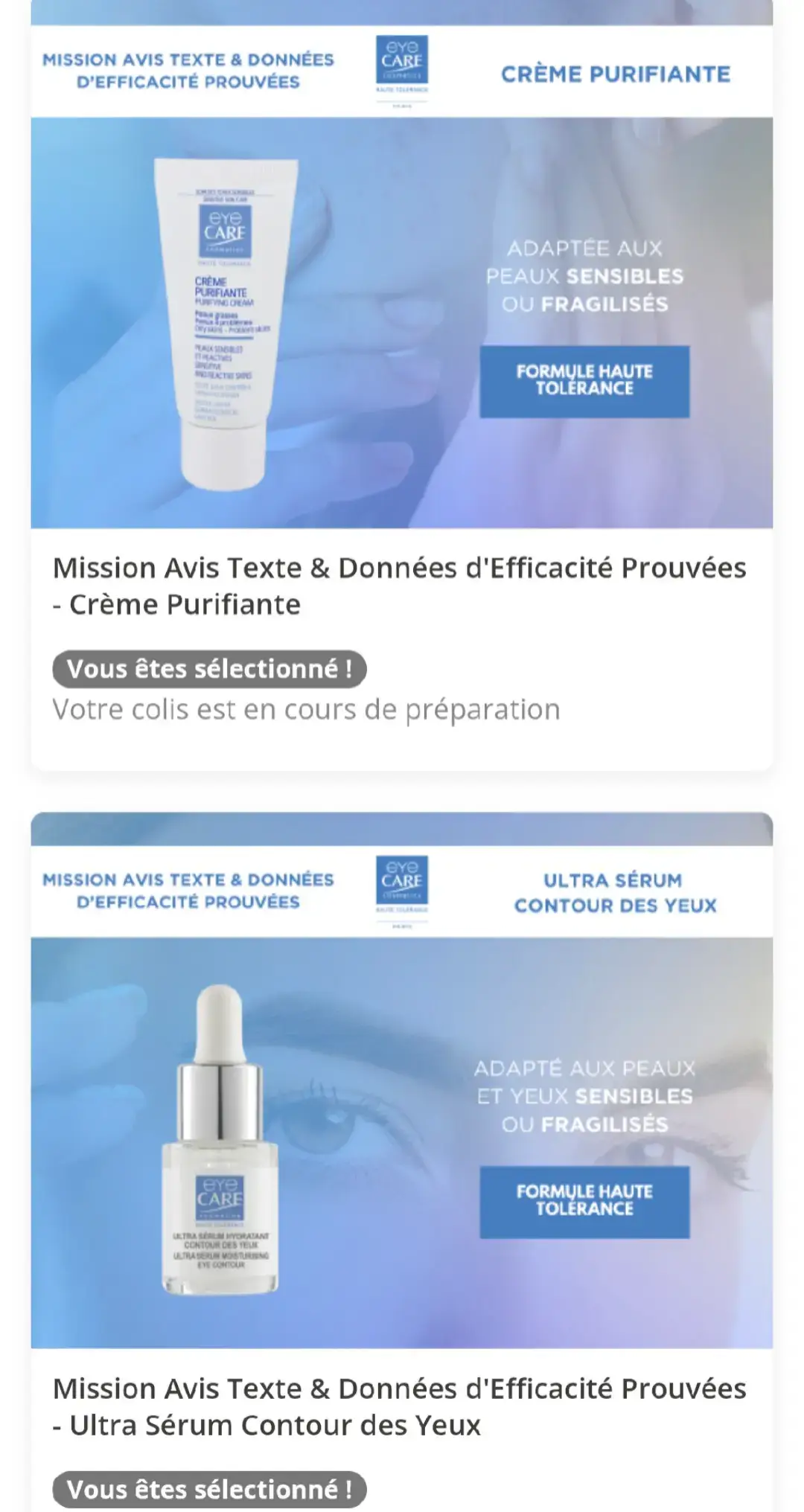 Sélectionnée sur @trustt  pour la marque 𝗘𝗬𝗘 𝗖𝗔𝗥𝗘 𝗖𝗢𝗦𝗠𝗘𝗧𝗜𝗖𝗦. Il s'agit d'une crème purifiante et d'un sérum contour des yeux. 😁😁😁 #trusttio #eyecarecosmetics  #testeuse #testeuseproduit