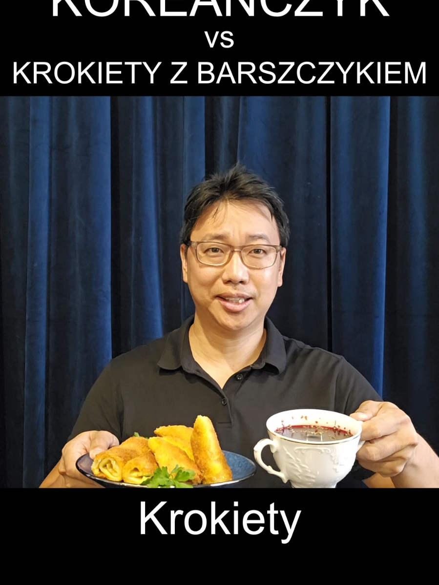 Koreańczyk vs krokiety z barszczykiem #korea #polska #mukbang 