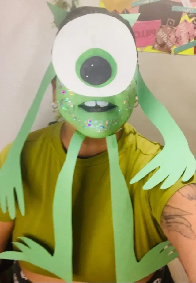 Mike Wazowski from Monsters Inc  for the @SnarlsBox @SnarlsBox Halloween collab of the week (when they use him for a disco ball  🪩) #snarlsboxweeksofhalloween #monstersincorporated #monstersinc #mikewazowski 