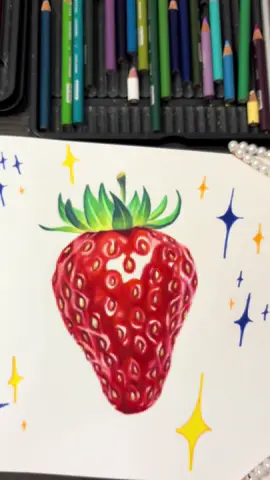 Coloring a strawberry with color theory using colored pencils #strawberry #fruitart #coloring #colortheory #coloredpencildrawing 