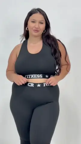 Conjunto Plus Size Elástico Exposto Academia Cintura Alta Top e Legging #plussizefashion #plussizemodel #treino #academia  link de compra https://s.shopee.com.br/40XOnxCD8s