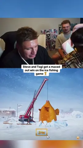 Steve and Togi get a maxed out win on the ice fishing game 🏆 #kickstreaming 
