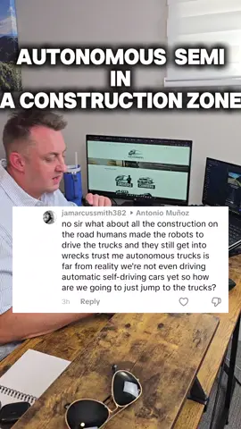 Autonomous semi truck driving through a construction zone #trucking #autonomousvehicles 