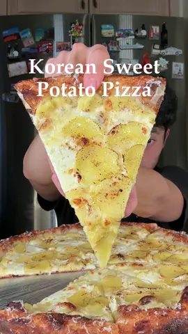 Korean Sweet Potato Pizza. Baked on @Baking Steel Company used @King Arthur Baking bread flour. Goguma on pizza is a Korean thing. #pizza #mukbang #asmr #crunchy #sweetpotato 