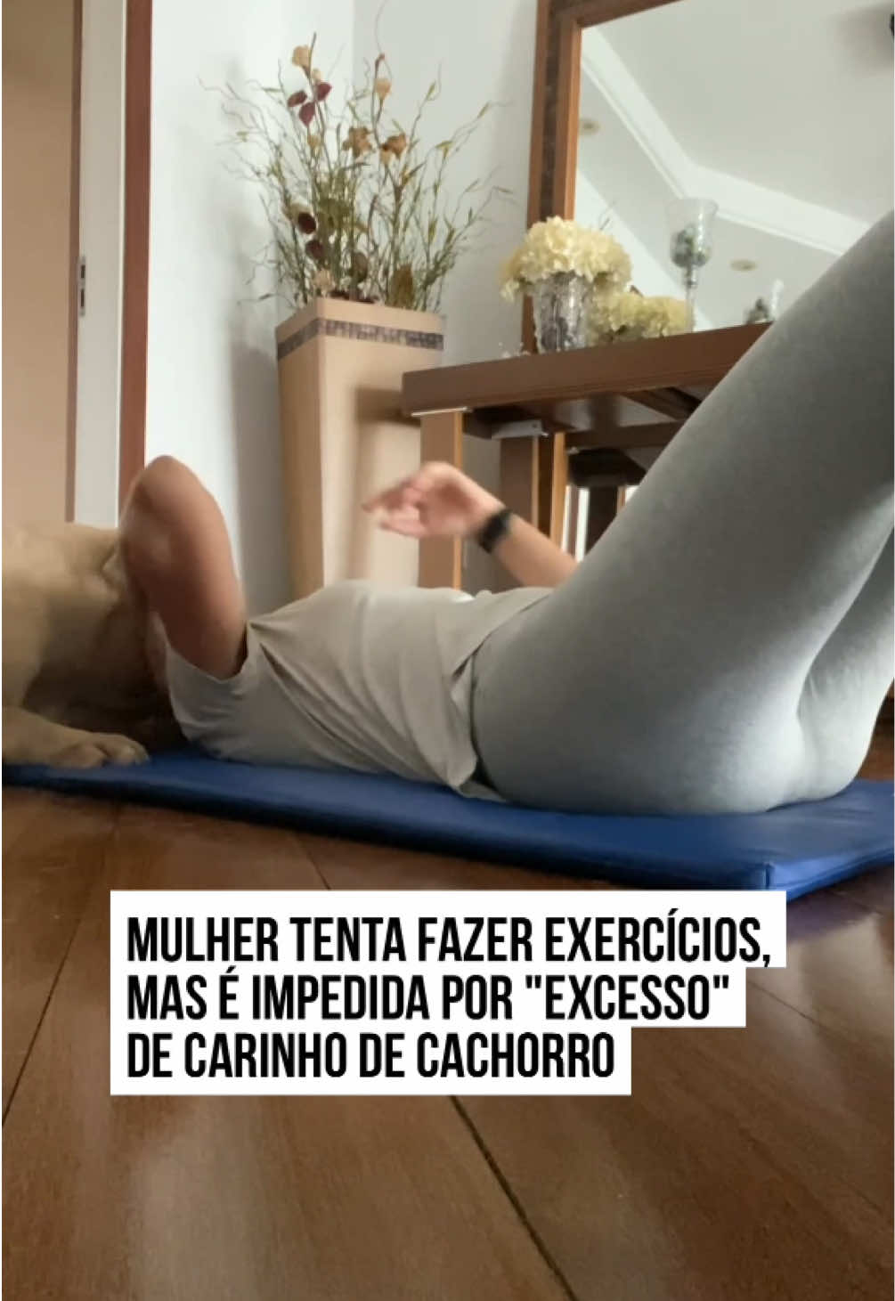🥰 Cintia Rocha estava preparada para mais um dia de #exercícios em casa, mas ela não contava com um 