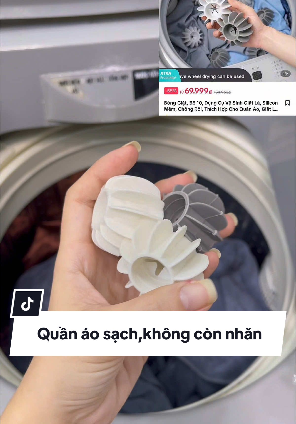 Bóng giặt giúp quần áo sạch,không còn nhăn nữa nè mấy chị #bonggiatquanao #bonggiatchongroi #bonggiatsilicon #giadungtienich #trangsieure 