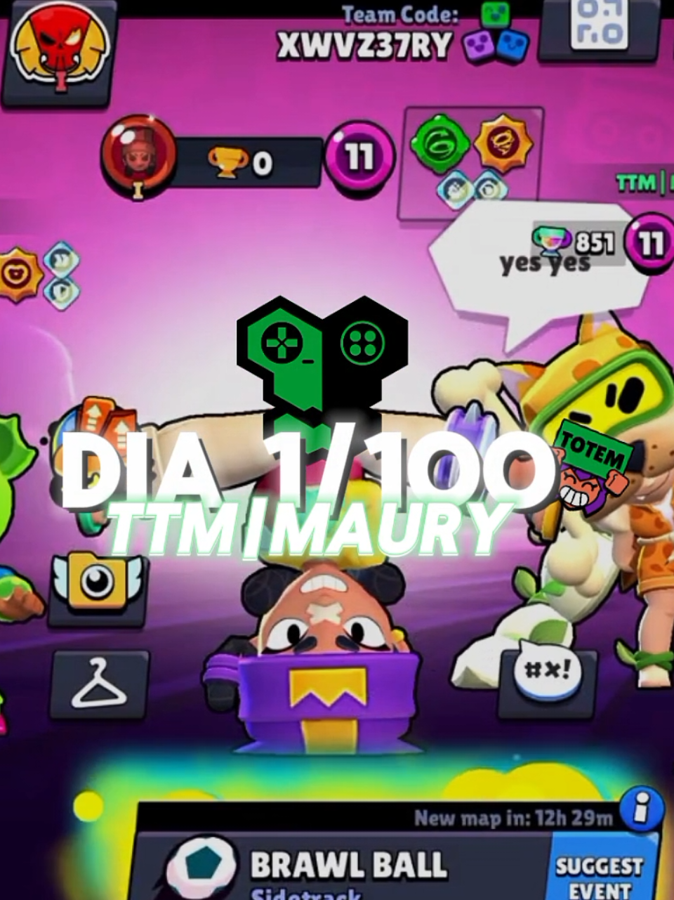 ¡Dia 1 De 100 Jugando Con Jugadores Profesionales - Dia 1: TTM| Maury! 🖤💚 (Reglas en los comentarios 👉) #brawlstarstiktok #supercell #100dias #reto #edit 