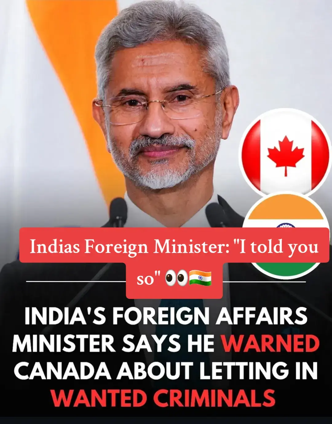 India's foreign affairs minister S. Jaishankar says he cautioned Canada about granting visas to individuals with fake documents, including some wanted criminals who continue to live in the country. He accused Canadian government of possibly prioritizing politically useful immigration over security concerns, warning that such practices would inevitably create serious problems between the two countries #ontario #canada #india #fyp 