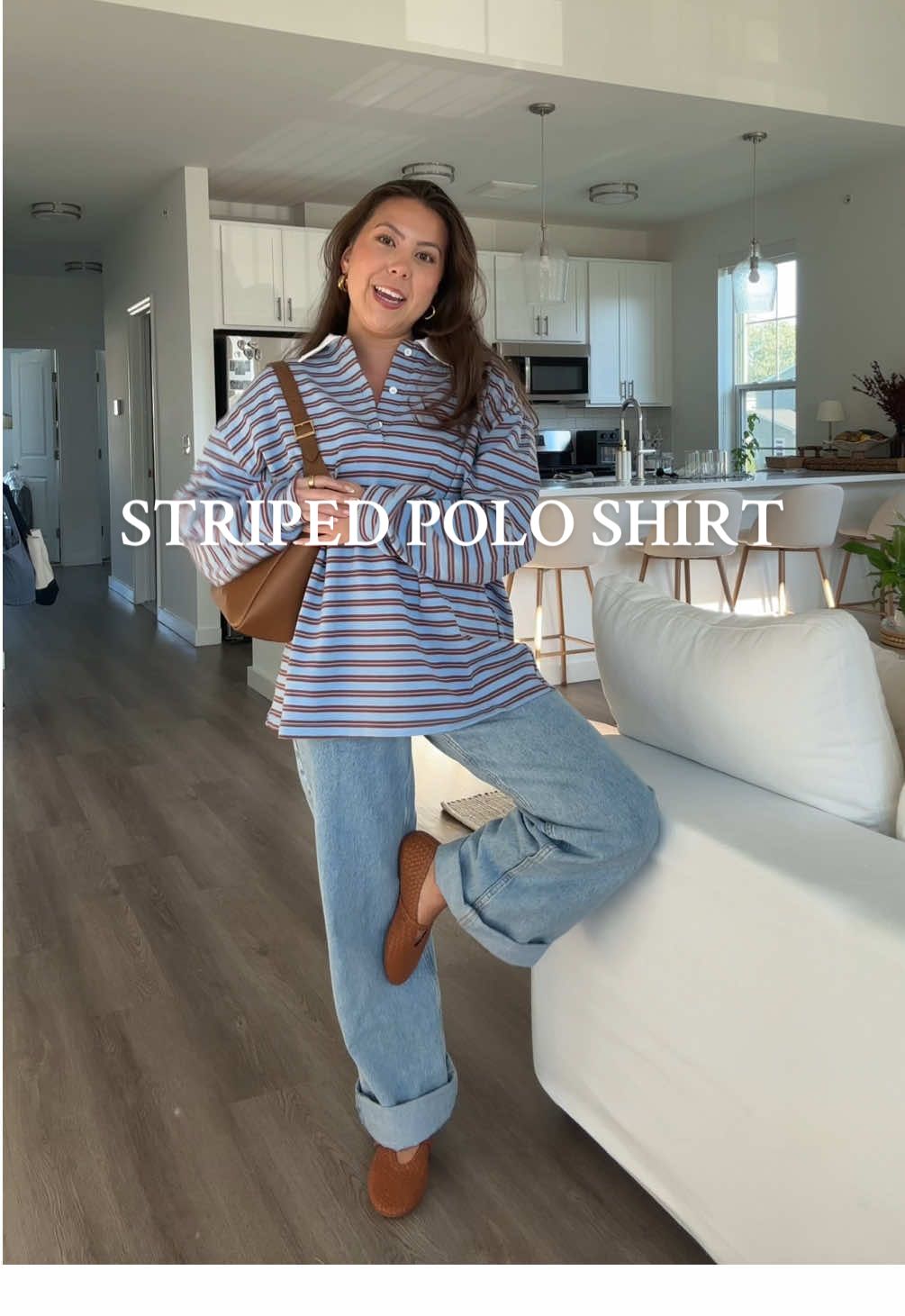 Finally back in stock!!🍂 sized up to a large!🤍 #stripedshirt #rugbyshirt #poloshirt #collaredshirt #tiktokshopfalldealsforyou @Edikted 