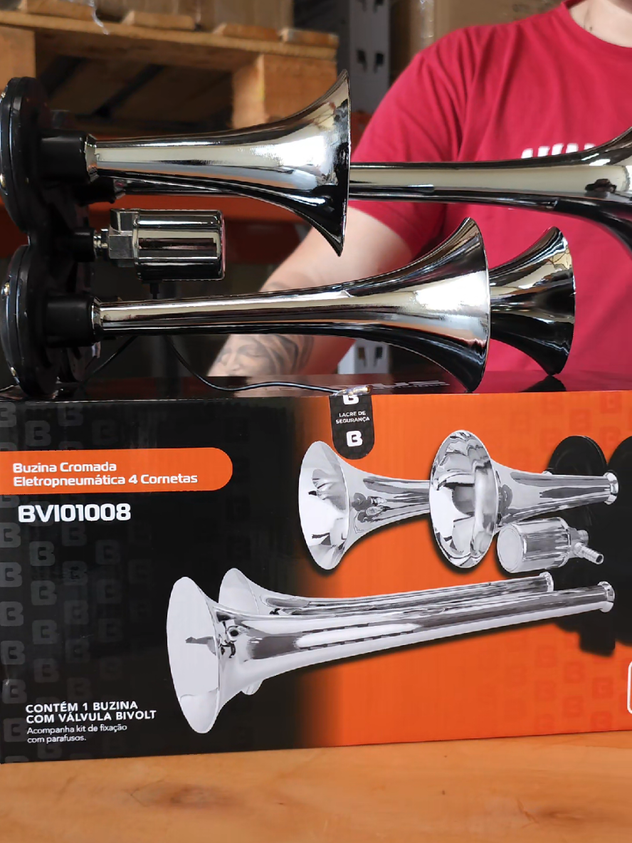 📢 Conheça os modelos disponíveis de buzina 4 cornetas com válvula da Ninja Parts! Adquira hoje no Tiktok Shop #buzina #4cornetas #caminhao #somalto #automotivo 