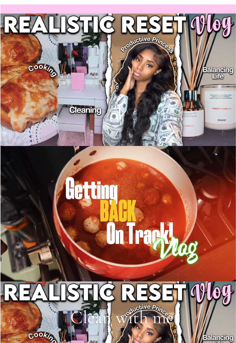 POV: Reset vibes 🧹✨ Come spend the day with me in a realistic productive reset vlog cleaning, organizing my makeup vanity, cooking a viral dinner & making time for self care 💕 Full vlog is on YouTube now! 📺 #productivevlog #cleanwithme #resetvlog #cookwithme #girltherapy 