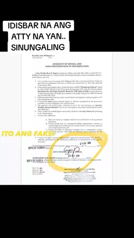 HULI KA PECHAY! WALA KANG KAWALA. PATI SI PING YARI DITO.. Huling-Huli sa Sariling Pirma Si Atty. Petchie Rose Espera Matapos igiit ni Atty. Petchie Rose G. Espera na “fake” daw ang kanyang pirma sa sworn statement ni Master Sgt. Orly Regala Guteza, malinaw sa ebidensyang ito ang magpapabagsak sa kanyang pahayag. Sa opisyal na dokumento ng TIEZA (Tourism Infrastructure and Enterprise Zone Authority) na matatagpuan mismo sa kanilang website ( https://tieza.gov.ph/dariuk-hills-eco-tourism-center.../ ) makikita ang isang Contract Agreement na pinirmahan at in-notaryo ni Atty. Espera noong April 8, 2025. Ang kanyang pirma roon ay match na match sa pirma na nasa notarized sworn statement ni Guteza.  Subalit, nang naglabas si Atty. Espera  ng kanyang demand letter para ipatanggal ang mga post na tungkol sa affidavit ni Guteza, malinaw na makikitang binago niya ang kanyang pirma. Ang simpleng paghahambing ng mga dokumento ay sapat para patunayan na siya ay nagsinungaling at sadyang binago ang kanyang pirma para i-discredit si Guteza. Napatunayan sa mismong public records na ang pirma ni Atty. Espera sa TIEZA Contract (April 8, 2025) ay kapareho ng nasa sworn statement ni Guteza. Ang kanyang pagbago ng pirma sa demand letter ay malinaw na pagtatangka upang lituhin ang publiko at magtago sa likod ng kasinungalingan. Bilang isang abogado at notary public, ang kanyang ginawa ay isang malinaw na paglabag sa batas. Para sa mga nais mag-fact-check, ang dokumentong ito ay bukas at makikita sa opisyal na website ng TIEZA (https://tieza.gov.ph). Ang katotohanan ay hindi matatago. Ang mga dokumento ito ay patunay at malinaw na huling-huli  si Atty. Espera sa kasinungalingan niya. * Isaksak mo ito sa baga mo Sen. Ping Lacson. May ipakukulong ka pang nalalaman Mister Chair. The most decent thing to do Mr. Senator is to resign your post in the B lue Ribbon. Sirang-sira ka na Boss. Mahiya ka naman. PANU BA YAN.MA DISBAR ANG ATTY NA NAGSABI FAKE ANG PIRMA NIYA!! #everyone #witnes  #highlight #fyp #trending 