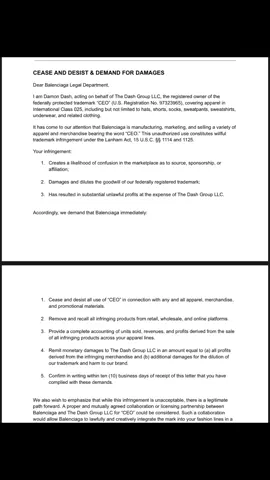 I’m flattered, but I do think you’re infringing on my trademark. @balenciaga please tell me who to send this to. I think we can resolve this. Maybe we can collab, but you can’t just take my family office is trademark & thanks for bringing that to attention @stillstandingcb