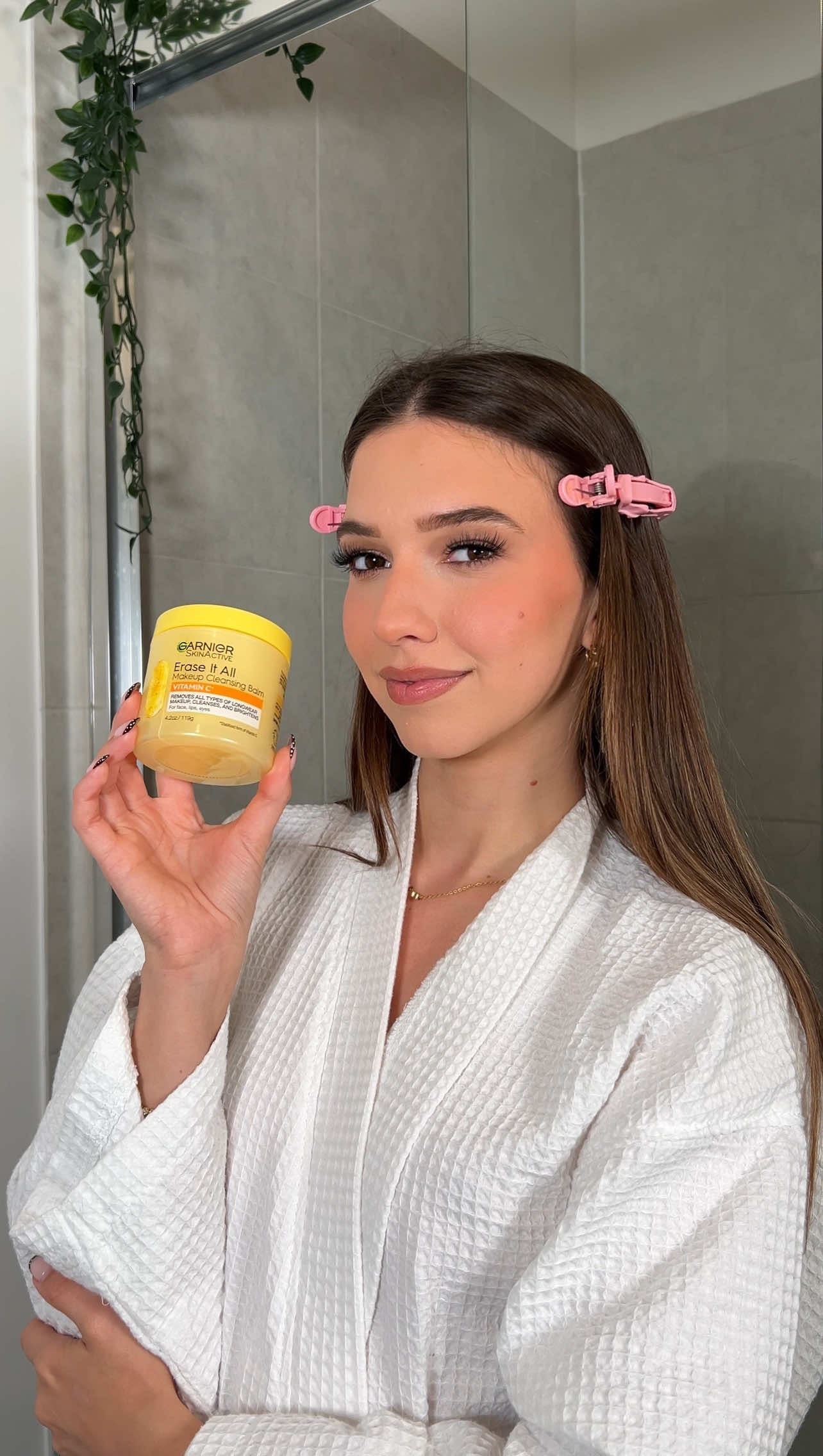 melting off my makeup the right way using @GarnierUSA erase it all cleansing balm with vitamin c 💛 #GarnierPartner #GarnierSkincare @Amazon 