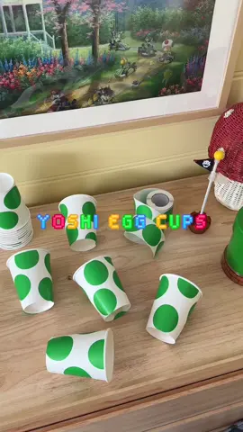 Super Mario birthday party prep— yoshi egg cups! ⭐️ #supermario #mariobirthdayparty #yoshi #birthdayinspo #DIY 