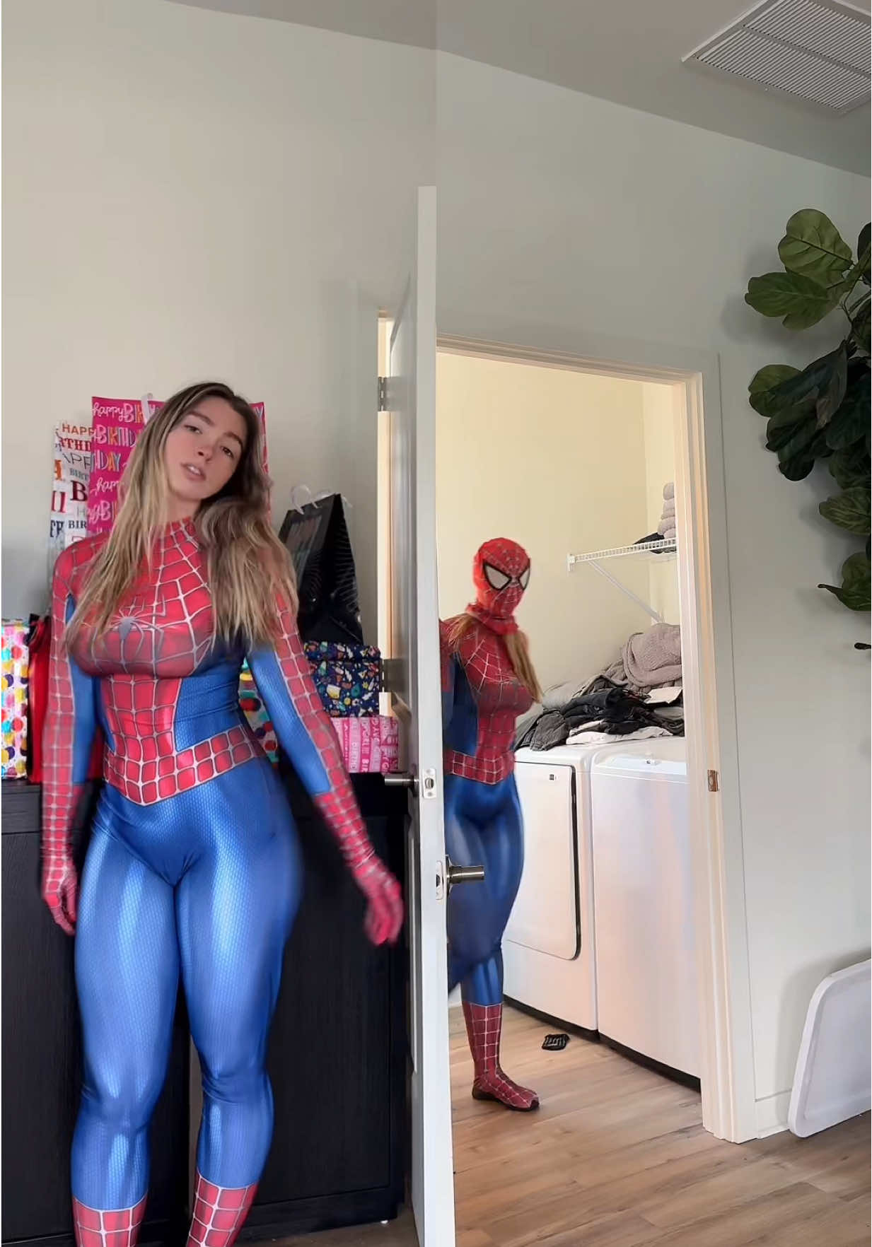 I did not line that door up correctly  🤣 but here’s some more Spider-Man content #bodycon #spiderman #cosplay #marvel  