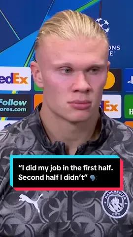 “I did my job in the first half. Second half I didn’t” Erling Haaland says he didn’t do his job in the second half against Monaco, after scoring a brace in the first ⚽️⚽️ #haaland #erlinghaaland #mancity #manchestercity #championsleague 