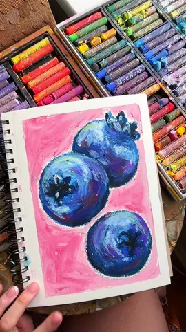 drawing oil pastel blueberries 🫐🌱💖 #oilpastel #arttutorial #artprocess #artprogress #blueberry 