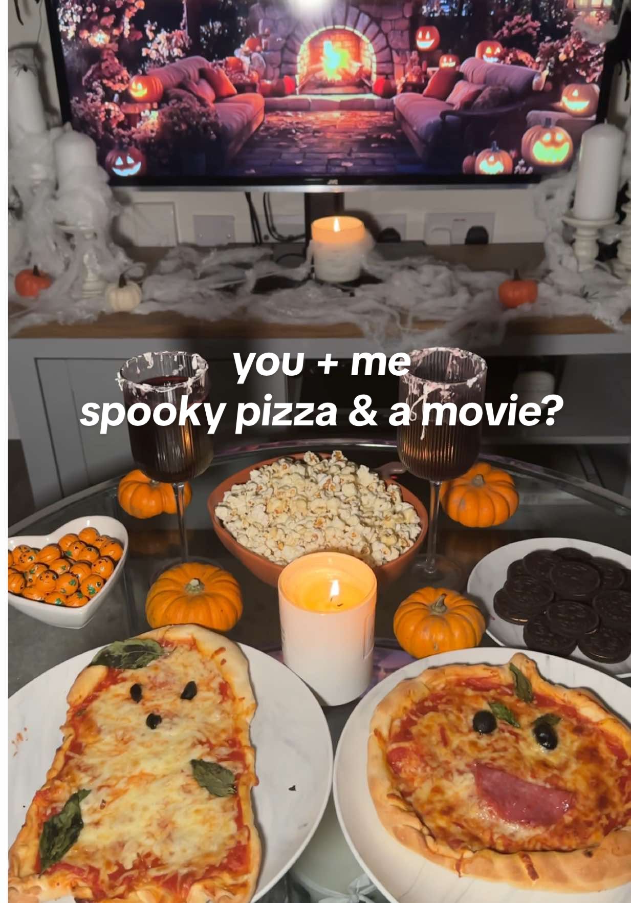 Pizza date but make it spooky? 🍕👻 It’s officially spooky season, and nothing says cosy October vibes like spooky pizzas + a movie night!  #halloween #spookypizza #pizzanight #movienight #fall 