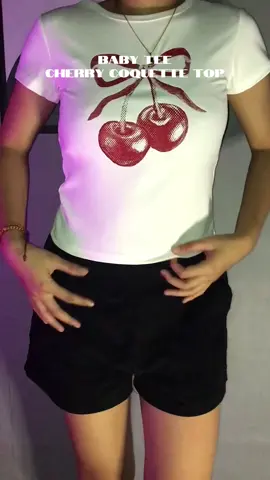 Cute baby tee top!!🍒@Animismo #top #croptop #doublelining #fyp 