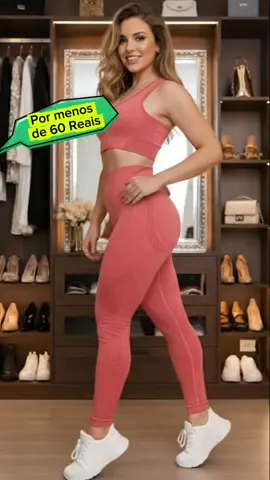 🔥 Conforto + estilo no mesmo look! 👗 Conjunto fitness premium rosa, zero transparência 💸 Menos de R$60 na #TikTokShop #ModaFitness #CarrinhoLaranja #AchadinhosTikTok #OfertaImperdível 