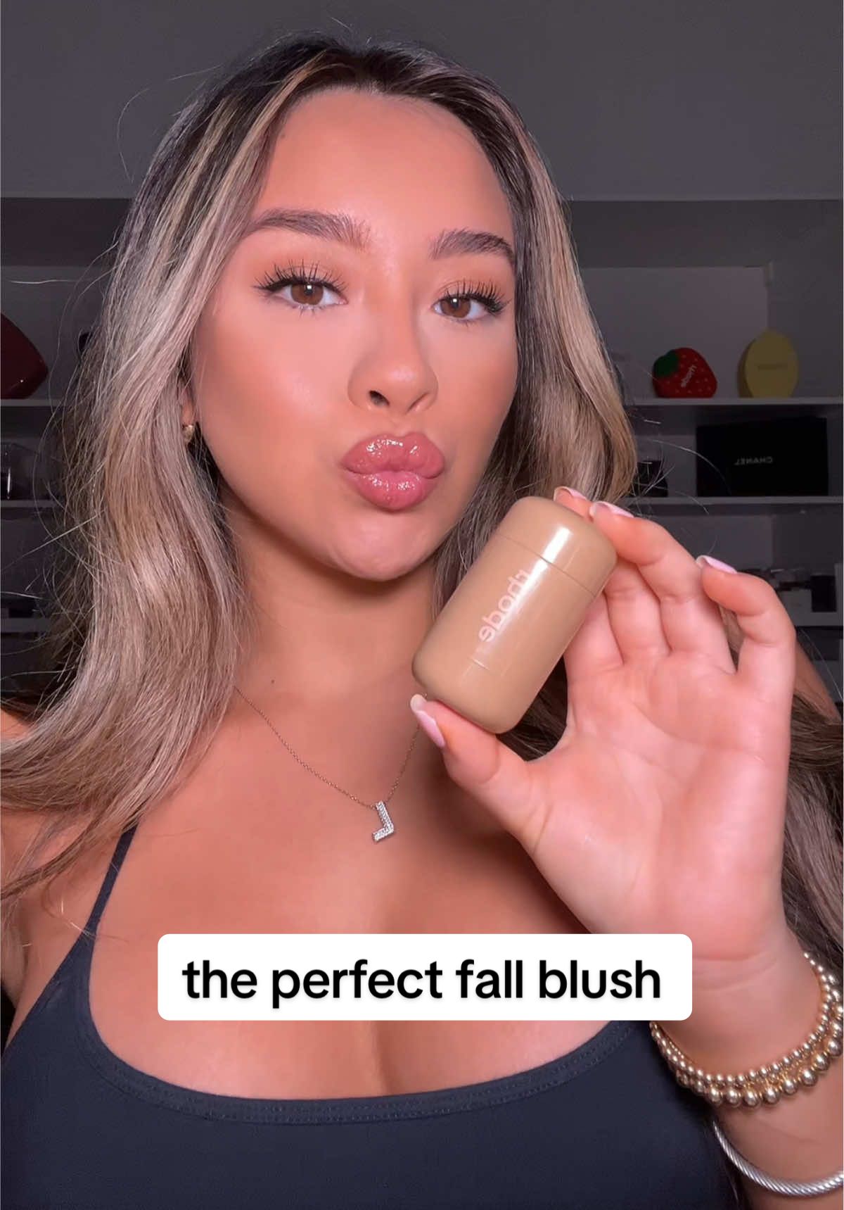 ‘toasted teddy’ by @rhode skin is the ultimate fall blush 🧸🍂 #makeup #rhode 