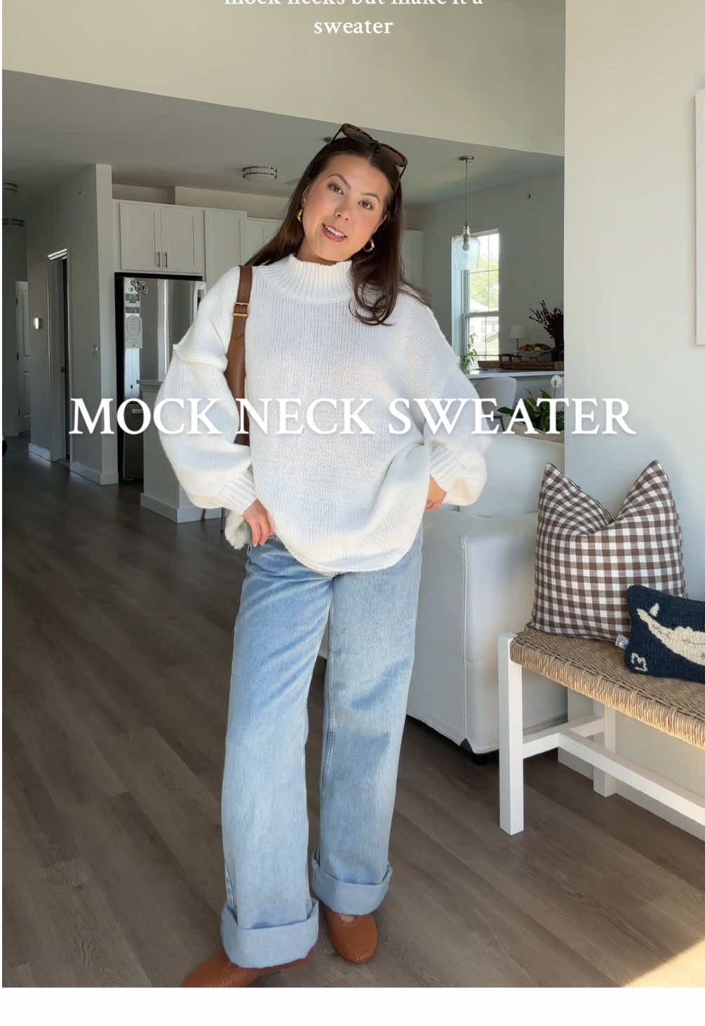 softest knit material this is SO cozy 🤍 wearing medium! #mockneck #mocknecktop #mocknecksweater #sweater #tiktokshopfalldealsforyou 