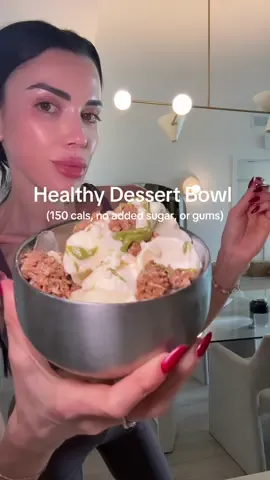 healthy Creami recipe that will have you glowing and looking like a snack this fall #healthydessert #healthy #healthydessertrecipes #ninjacreami  1 cup of vanilla flaxseed milk 2 scoops of vanilla collagen @ancientnutrition  Handful of frozen cauliflower and mango - this will make the creami thick without additives or gums you can’t taste it! - dash of monk fruit, almond extract, salt -sprinkle of gelatin  -blend, freeze, spin Toppings: @Purely Elizabeth, pistachio butter, and if I had apple I’d do that! 
