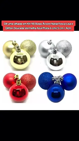 Dê uma olhada em Kit 48 Bolas Arvore Natal Fosca Lisa e Glitter Dourada Vermelha Azul Prata 6 cm/5 cm/4cm por R$29,67 - R$96,33. Compre na Shopee agora! https://s.shopee.com.br/5VMNsCtYpe