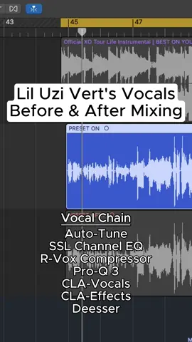 #liluzivert Raw vs. Mixed. who yall wanna hear next? #vocalpreset #logicprox #rawvocals #vocalmixing
