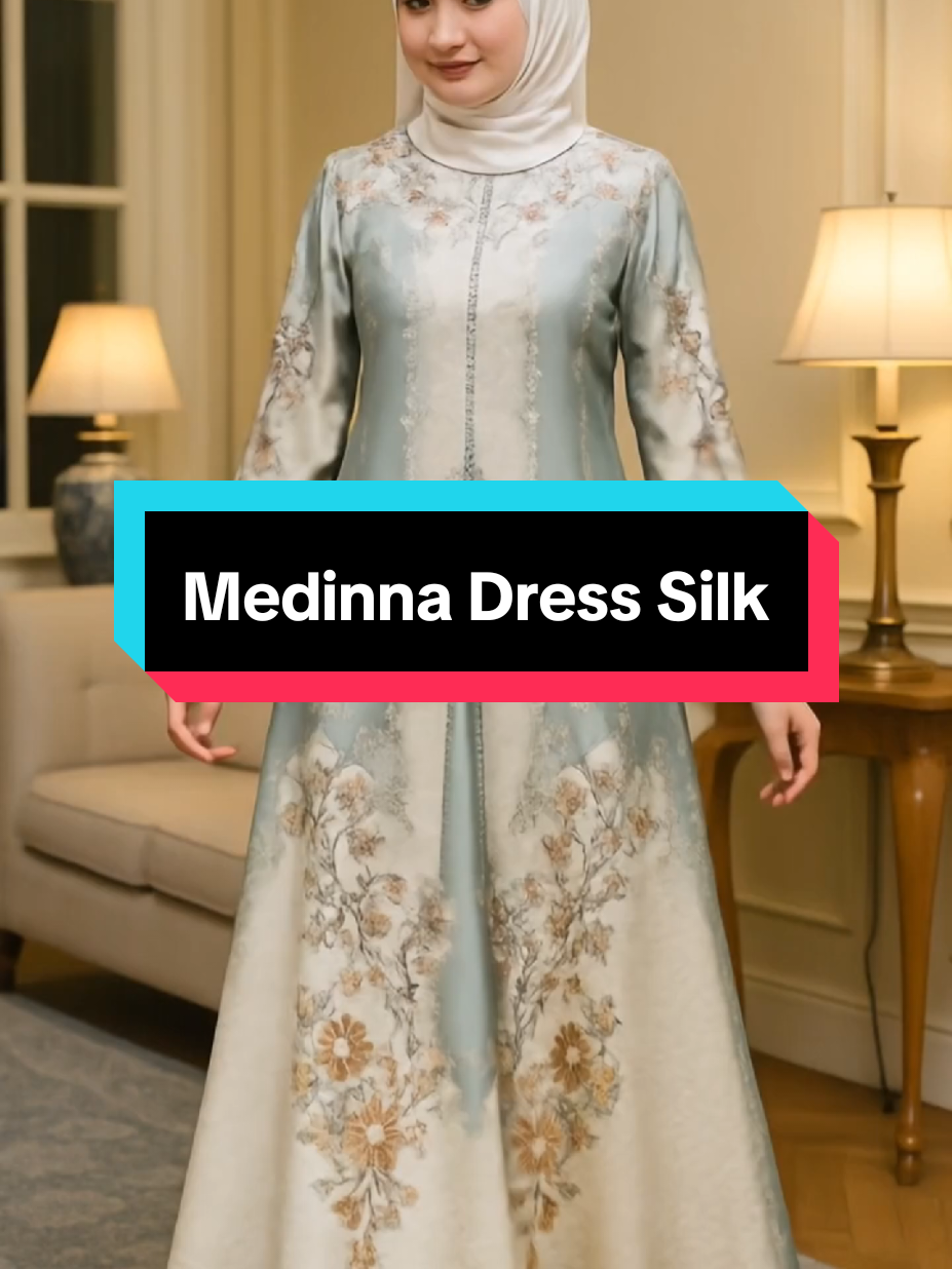 Saatnya tampil berkelas dengan gaun yang memadukan kenyamanan & kemewahan. Cocok untuk acara spesial atau momen penuh arti. 🌷 #HijabStyle #ElegantLook #OOTD #Medinnadress 