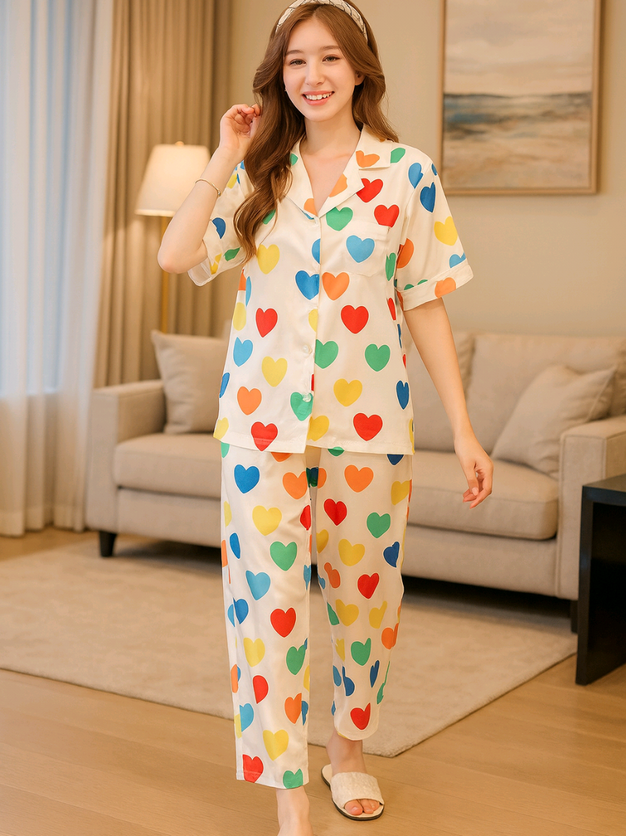 Piyama Wanita Setelan Lengan Pendek Dan Celana Panjang Dari Bahan Satin Gaya Korea Baju Tidur piyama silk premium piyama import premium baju tidur import wanita #PiyamaWanita #bajutidur #bajupiyama #onesetbajutidur #bajutidurkekinian 