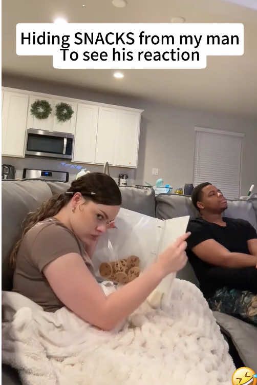 Hiding snacks from husband to his reaction 🤣#funnymoments #funny #tiktok #food #fyp 