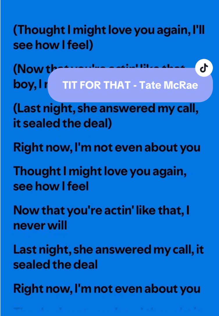 TIT FOR THAT - Tate McRae  • • • #lyricsvideo #fyp #tatemcrae #lyric 