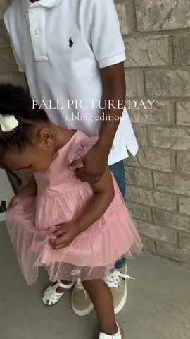 tried to practice smiles and poses for fall picture day but these two toddlers were not having it 😅 any other moms stress out about picture day as much as I do?!  dress: @Gap  shirt, jeans, shoes: @Dillard’s  #fallpictureday #toddlerootd #siblingphotoshoot #toddlermomlife #toddlermomsoftiktok 