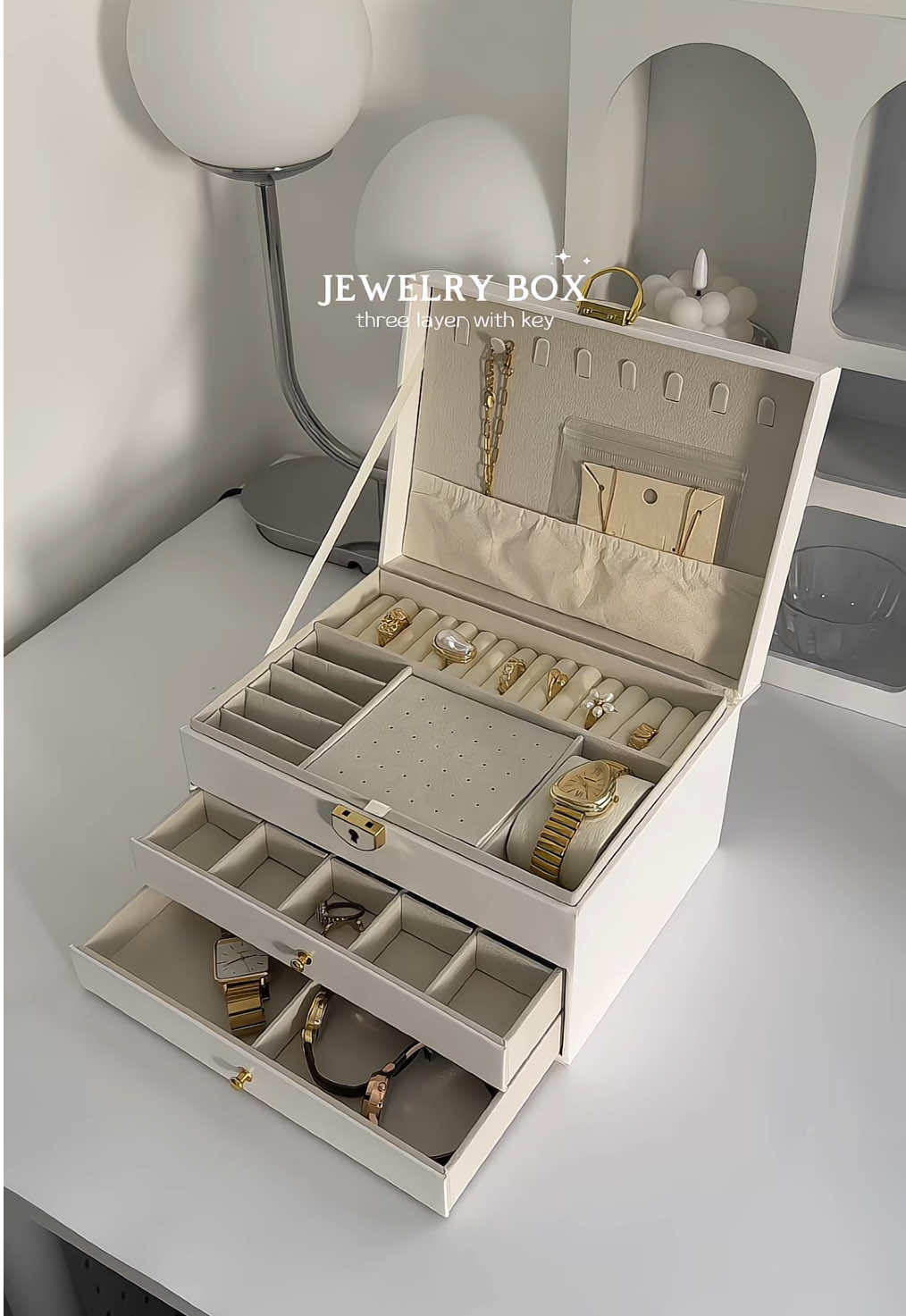 unbox my new jewelry box with me 💭✨ #jewelrybox #jewelryorganizer #organizerbox #multilayerjewelrybox 